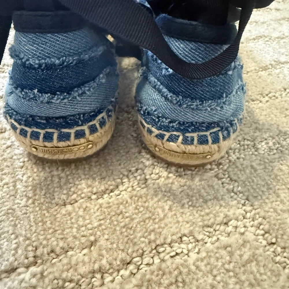 Jimmy Choo Navy Striped Espadrilles
